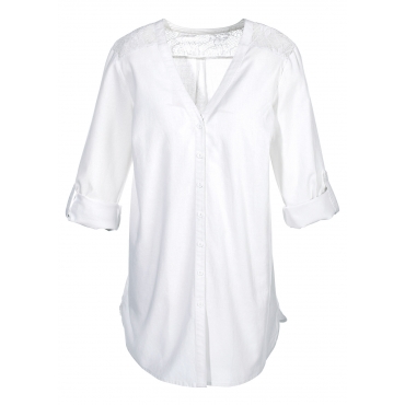 Longbluse langarm  figurumspielend  in weiß (V-Ausschnitt) von bonprix 