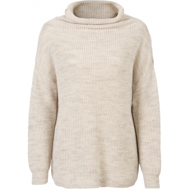 Oversize-Strickpullover mit Rollkragen langarm  in beige für Damen von bonprix 