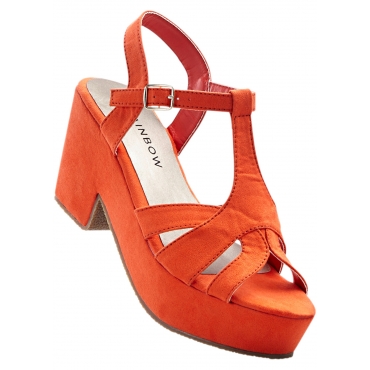 Plateausandale mit 8 cm Blockabsatz in orange von bonprix 