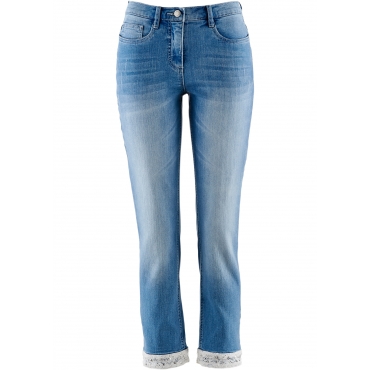 Premium 7/8-Stretchjeans mit Stickerei in blau für Damen von bonprix 
