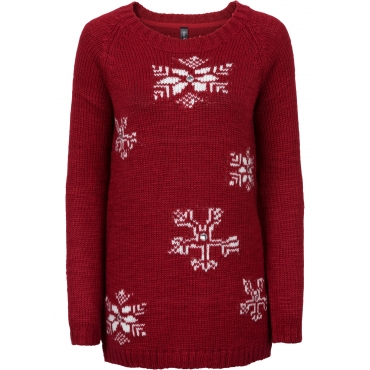 Pullover langarm  in rot (Rundhals) für Damen von bonprix 