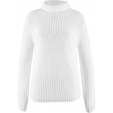 Pullover mit Rollkragen langarm  in weiß für Damen von bonprix 