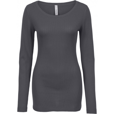 Rippstrick-Pullover in grau für Damen von bonprix 