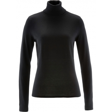 Rollkragenpullover mit Cashmere langarm  in schwarz für Damen von bonprix 