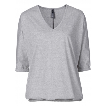 Shirt 3/4 Arm  in grau (V-Ausschnitt) für Damen von bonprix 
