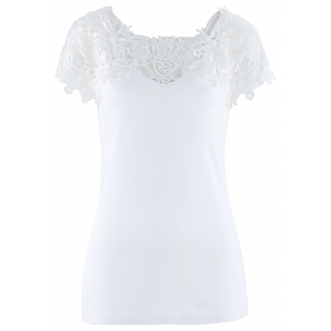 Shirt figurbetont  in weiß (V-Ausschnitt) für Damen von bonprix 