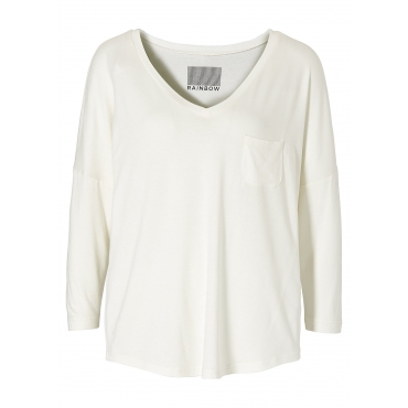 Shirt in weiß (V-Ausschnitt) für Damen von bonprix 