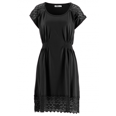 Shirt-Kleid, Kurzarm/Sommerkleid in schwarz von bonprix 