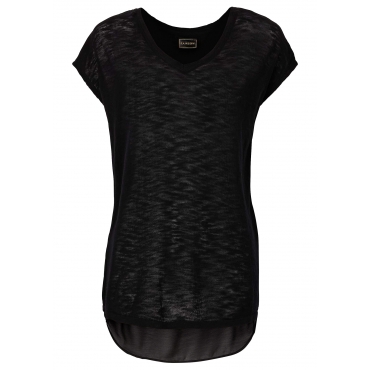 Shirt mit Chiffon kurzer Arm  in schwarz für Damen von bonprix 