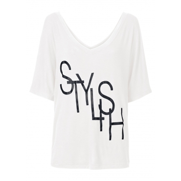 Shirt mit Foilprint kurzer Arm  in weiß für Damen von bonprix 