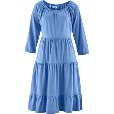 Shirtkleid aus Leinenmix, 3/4 Arm in blau von bonprix 