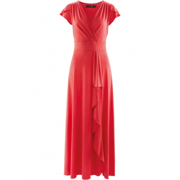 Shirtkleid mit Volant/Sommerkleid kurzer Arm  in rot von bonprix 