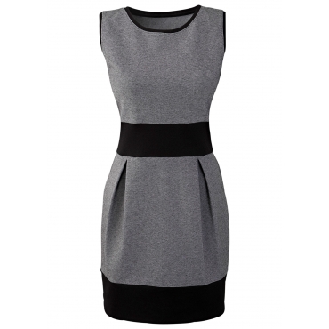 Shirtkleid ohne Ärmel  figurbetont  in grau (Rundhals) von bonprix 