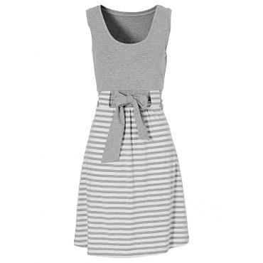 Shirtkleid ohne Ärmel  in grau (Rundhals) von bonprix 