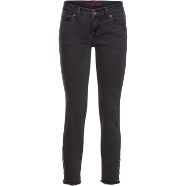 Skinny Jeans mit Nieten am Saum in grau für Damen von bonprix 