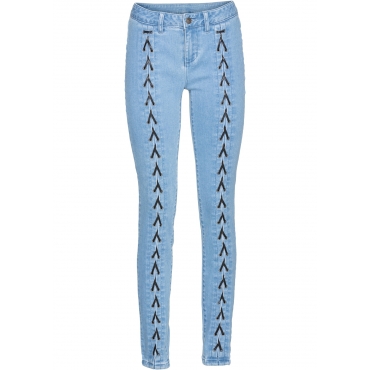 Skinny Jeans mit Schnürungen in blau für Damen von bonprix 