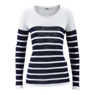 Slub-Garn-Pullover, Langarm in blau für Damen von bonprix 