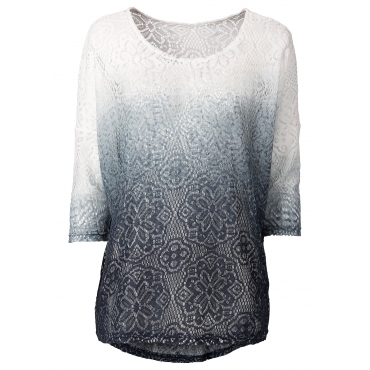 Spitzenshirt 3/4 Arm  in blau für Damen von bonprix 