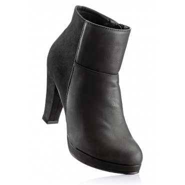 Stiefelette mit 9 cm Blockabsatz in schwarz von bonprix 