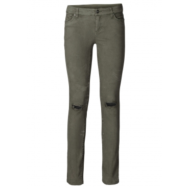 Stretch-Hose mit destroyed-Stellen in grün für Damen von bonprix 