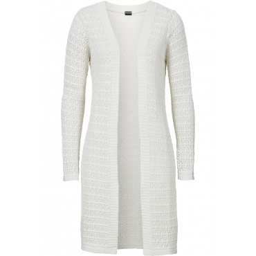 Strickcardigan mit Ajourmuster langarm  in weiß für Damen von bonprix 