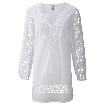 Tunika langarm  figurumspielend  in weiß (V-Ausschnitt) von bonprix 