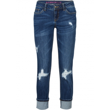 Verkürzte Slim Jeans in blau für Damen von bonprix 