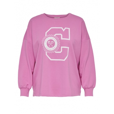 CARALDA - Sweatshirt vorne mit Print ONLY CARMAKOMA Pink/Weiß 