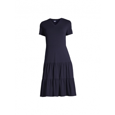 Jersey Kleid Plus Size mit Stufenrock Lands´ End Blau 