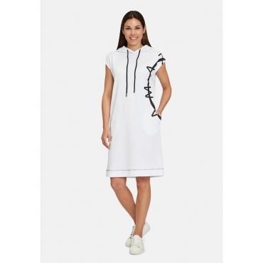 Jerseykleid mit Kapuze Cartoon Weiß/Schwarz 