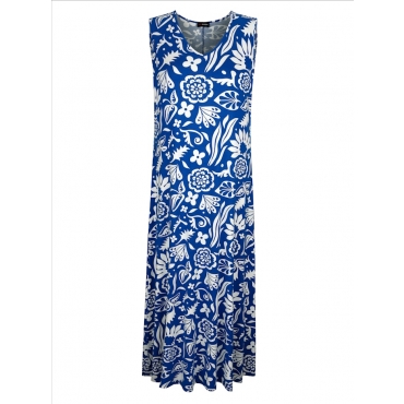 Kleid mit sommerlichem Druck MIAMODA Royalblau/Weiß 