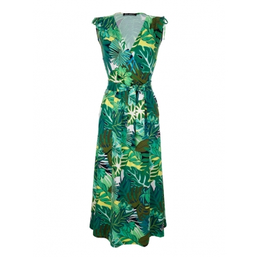 Kleid mit effektvollem Blätter Print Betty Barclay Grün/Gelb 