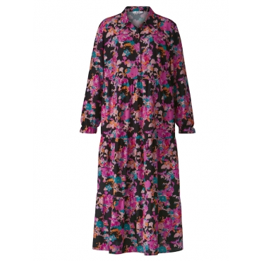 Kleid mit floralem Allover-Print Angel of Style Schwarz/Pink 