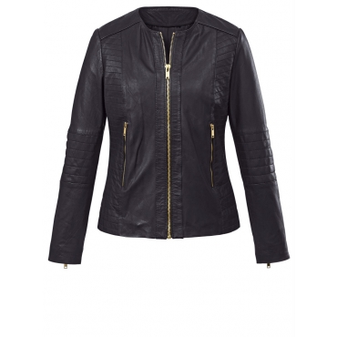 Lederjacke im Bikerlook schwarz 