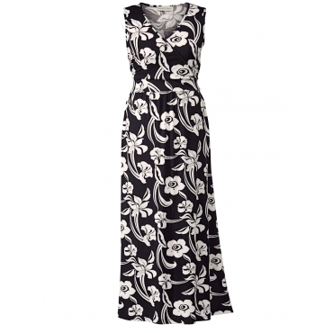 Maxikleid mit Blumen-Print Janet & Joyce schwarz-ecru bedr. 