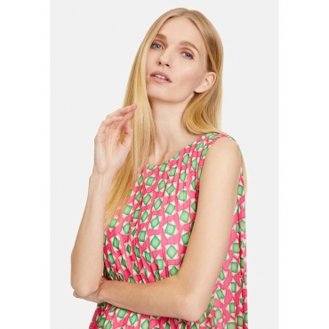 Plisseekleid ohne Arm Cartoon Pink/Green 