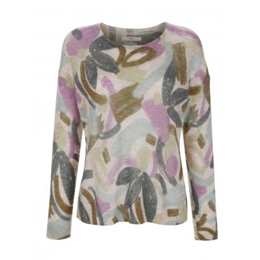 Pullover mit floralem bunten Blumendruck-Muster rundum BRAX Rosé/Blau/Sand 