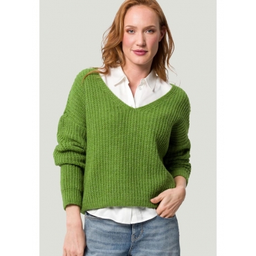Pullover mit V-Ausschnitt zero Grass green-mel 