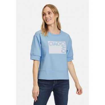 Sweatshirt mit Rundhalsausschnitt Betty & Co Hellblau/Weiß 
