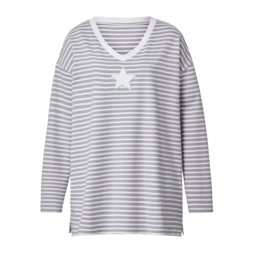 Sweatshirt mit Stickerei in Frottee-Optik Angel of Style Mittelgrau/Weiß 