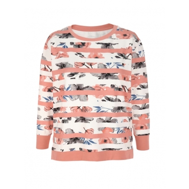 Sweatshirt mit unifarbenen Bündchenabschlüssen TruYou Weiß/Rosé/Grau 