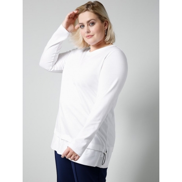 Sweatshirt mit Bluseneinsatz Sara Lindholm Weiß 