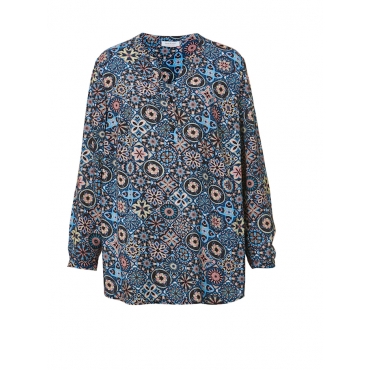 Tunika-Bluse mit allover Mosaik-Print Janet & Joyce Marineblau 