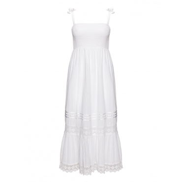 Baumwoll-Maxikleid mit Häkelspitze 