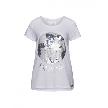 Baumwoll-T-Shirt mit Pailletten-Motiv 