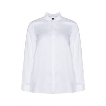 Baumwollbluse mit plissiertem Kragen 