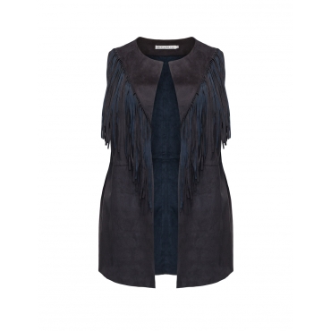 Bicolour-Fransenweste in Wildlederoptik 