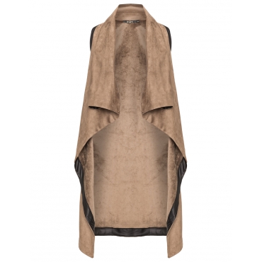 Bicolour-Weste in Velours- und Felloptik 