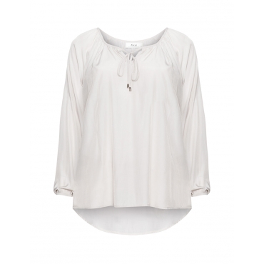 Blusenshirt mit Bändchen am Ausschnitt 