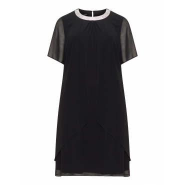 Chiffon-Cocktailkleid mit Schmucksteinen 